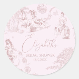 Adesivo Redondo Chic Moderno Toile de Jouy Piquenique Chá de Noiva