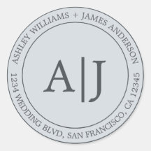 Chic Monograma Endereço de Devolução de Casamento 