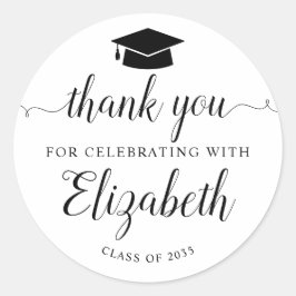 Adesivo Redondo Chic Obrigado Script Formando Favor de Festa de fo