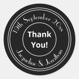 Adesivo Redondo Chic Personalizado B & W Obrigado Envelope Selos