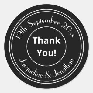 Adesivo Redondo Chic Personalizado B & W Obrigado Envelope Selos