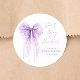 Adesivo Redondo Chic Purple Bow Watercolor Bridal Shower