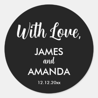 Adesivo Redondo Chic Romantic Weding "With Love"