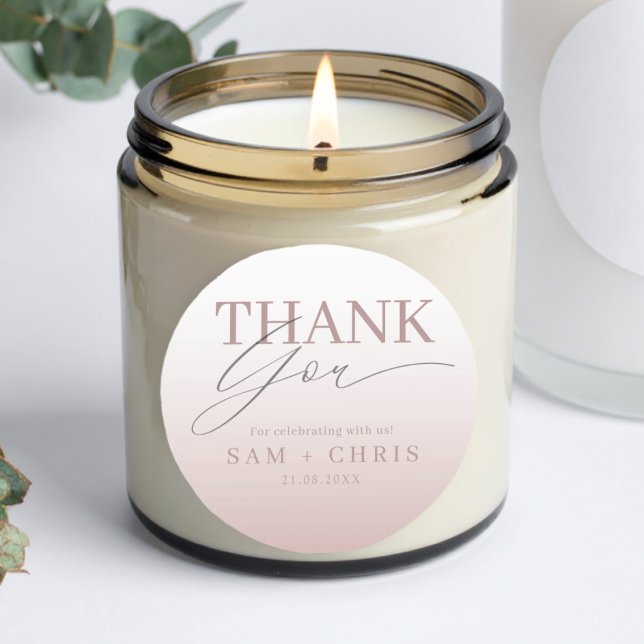Adesivo Redondo Chic Rose Gold Wedding Thank You  (Criador carregado)
