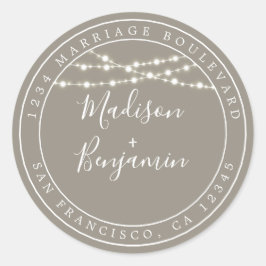 Adesivo Redondo Chic Rustic Lights Cinza Endereço de Devolução de 