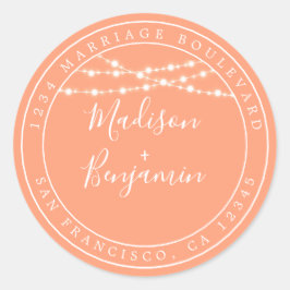 Adesivo Redondo Chic Rustic Luzes Laranja Endereço de Devolução de