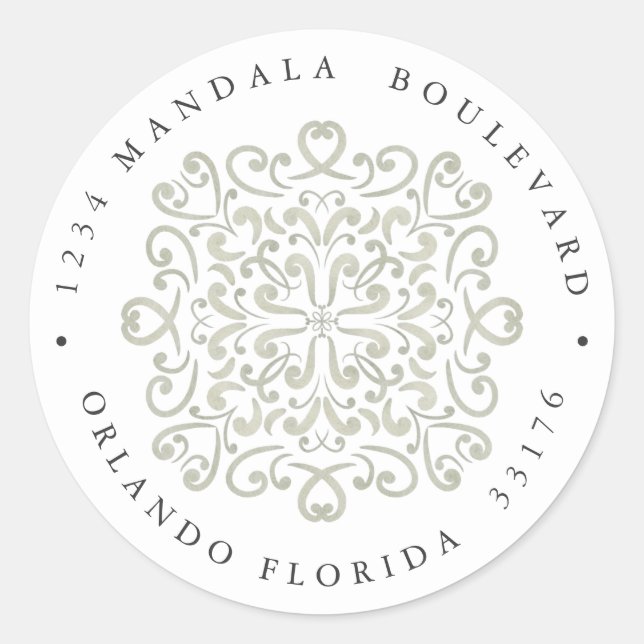 Adesivo Redondo CHIC SAGE VEREN AZULEJO WEDDING Endereço de devolu (Frente)