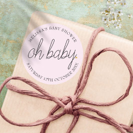 Adesivo Redondo Chic script coração dourado chá de bebê menina oh 
