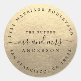 Adesivo Redondo Chic Script Future Mr Mrs Wedding Return Address