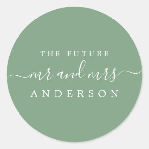 Adesivo Redondo Chic Script Future Sr. Casamento Verde Mineral