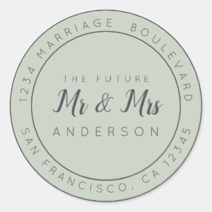 Adesivo Redondo Chic Script Future Sr. Dr. Wedding Return Endereç