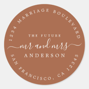 Adesivo Redondo Chic Script Future Sr. Dr. Wedding Return Endereç