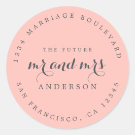 Adesivo Redondo Chic Script Future Sr. Dr. Wedding Return Endereço