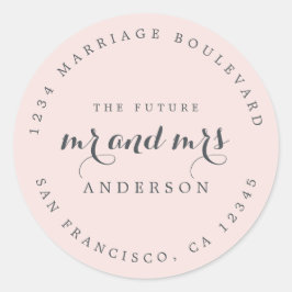Adesivo Redondo Chic Script Future Sr. Dr. Wedding Return Endereço