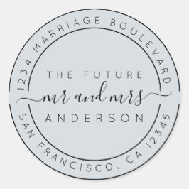 Adesivo Redondo Chic Script Future Sr. Dr. Wedding Return Endereço