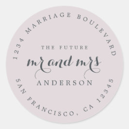 Adesivo Redondo Chic Script Future Sr. Dr. Wedding Return Endereço