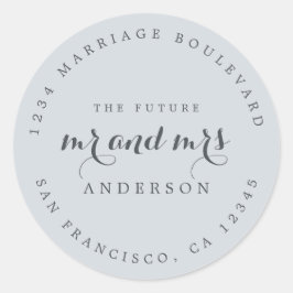 Adesivo Redondo Chic Script Future Sr. Dr. Wedding Return Endereço