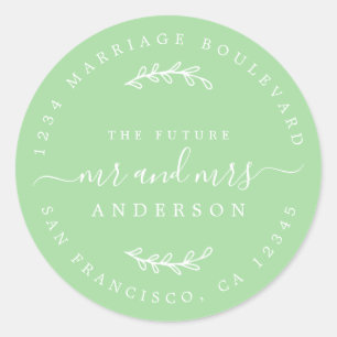 Adesivo Redondo Chic Script Future Sr. Dr. Wedding Return Endereço
