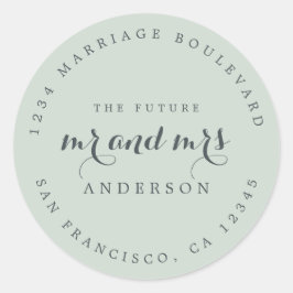 Adesivo Redondo Chic Script Future Sr. Dr. Wedding Return Endereço