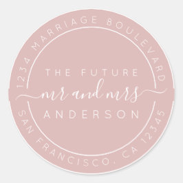 Adesivo Redondo Chic Script Future Sr. Dr. Wedding Return Endereço