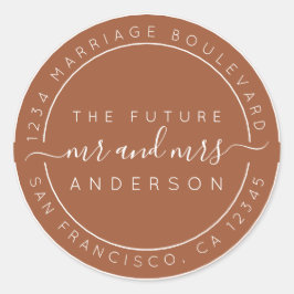 Adesivo Redondo Chic Script Future Sr. Dr. Wedding Return Endereço