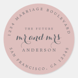 Adesivo Redondo Chic Script Future Sr. Dr. Wedding Return Endereço