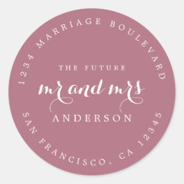 Adesivo Redondo Chic Script Future Sr. Dr. Wedding Return Endereço