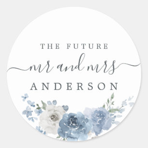 Adesivo Redondo Chic Script Future Sr. Dusty Blue Floral