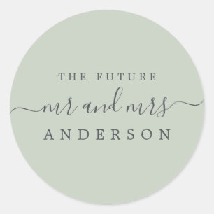 Adesivo Redondo Chic Script Future Sr. Pastel Green Wedding