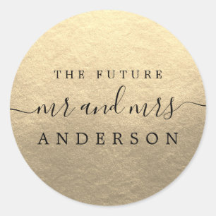 Adesivo Redondo Chic Script Future Sr. Sra. Dourada Wedding