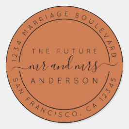 Adesivo Redondo Chic Script Future Sr Sra. Return Endereço Orange