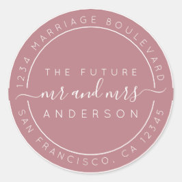 Adesivo Redondo Chic Script Future Sr Sra. Return Endereço Purple