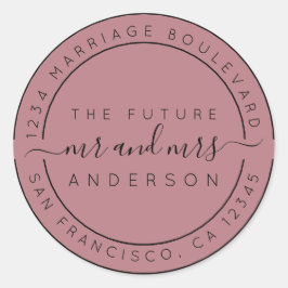 Adesivo Redondo Chic Script Future Sr Sra. Return Endereço Purple