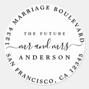 Adesivo Redondo Chic Script Future Sr Sra. Return Endereço White