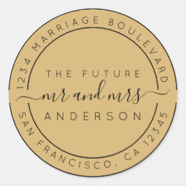 Adesivo Redondo Chic Script Future Sr Sra. Return Endereço Yellow