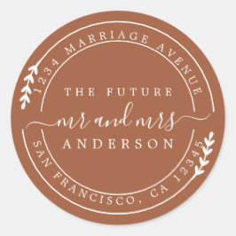 Adesivo Redondo Chic Script Future Sr. TerraCotta Endereço de Devo