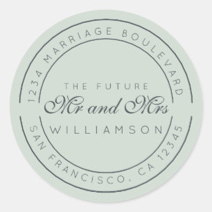 Adesivo Redondo Chic Script Future Sr. Wedding Endereço de Regres