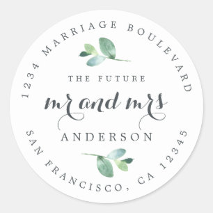Adesivo Redondo Chic Script Future Sr. Wedding Endereço de Regres