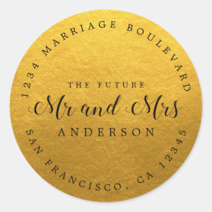 Adesivo Redondo Chic Script Future Sr. Wedding Endereço de Regres