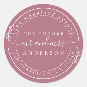 Adesivo Redondo Chic Script Future Sr. Wedding Endereço de Regres