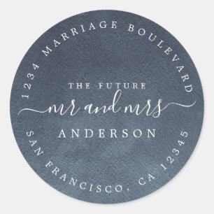 Adesivo Redondo Chic Script Future Sr. Wedding Endereço de Regres