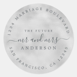 Adesivo Redondo Chic Script Future Sr. Wedding Endereço de Regres