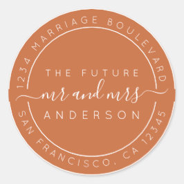 Adesivo Redondo Chic Script Future Sr. Wedding Return Endereço C