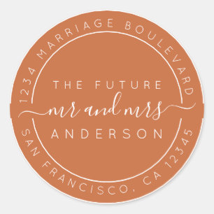 Adesivo Redondo Chic Script Future Sr. Wedding Return Endereço C