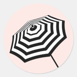 Adesivo Redondo Chic Striped Beach Umbrella Logo cor-de-rosa