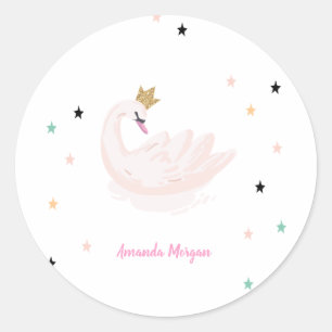 Adesivo Redondo Chic Swan, Estrelas, Princesa