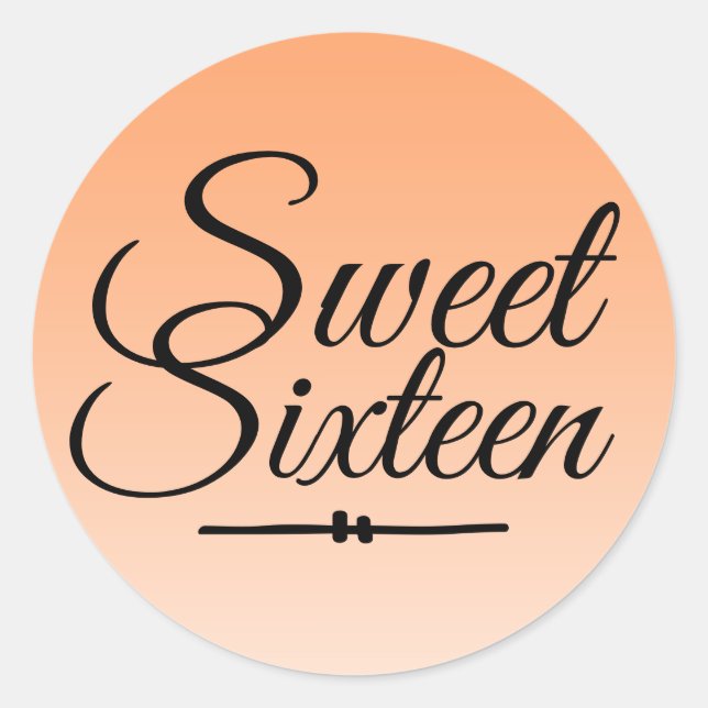 Adesivo Redondo Chic Tropical Orange Ombre Sweet 16 16º aniversári (Frente)