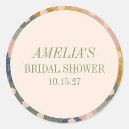 Adesivo Redondo Chic Vintage Boho Terroso Chá de Noiva Personaliza