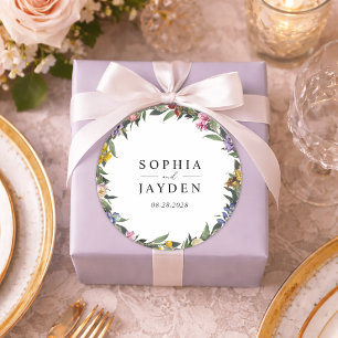 Adesivo Redondo Chic Whimsical Vintage Monograma Floral