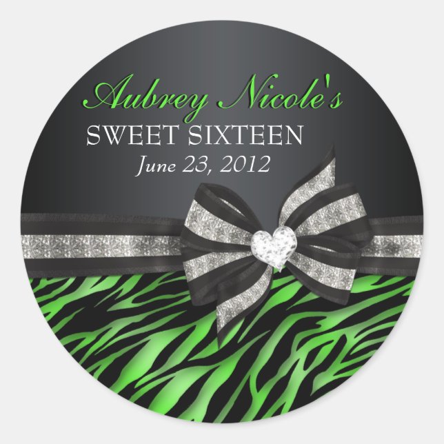 Adesivo Redondo Chic Zebra Sweet Six Sticker (Frente)